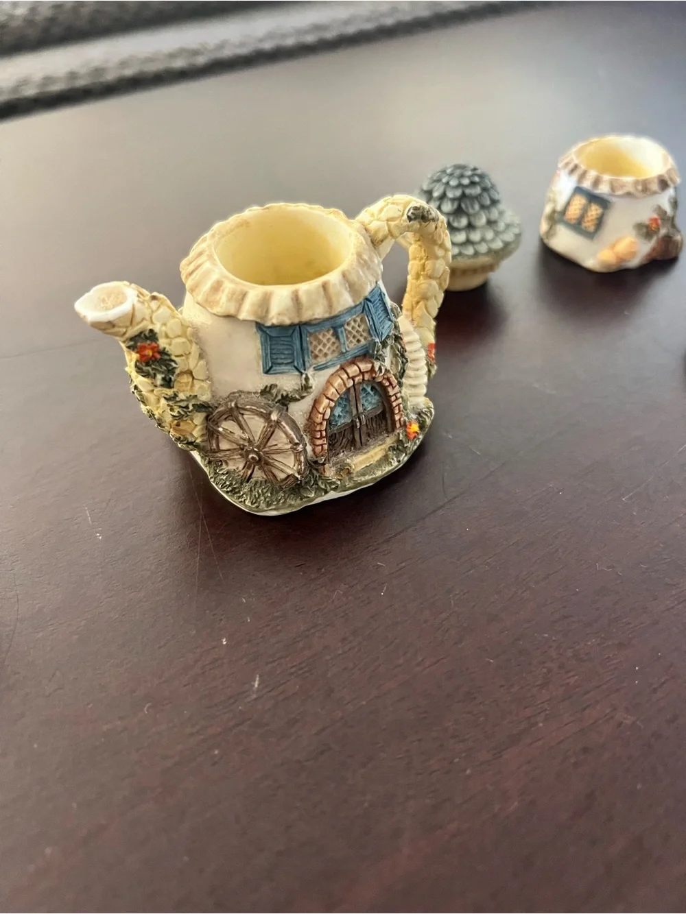 Whimsical Mushroom Cottage Tea Set - Pastel Green
